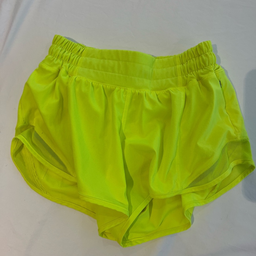 Neon yellow lulu shorts